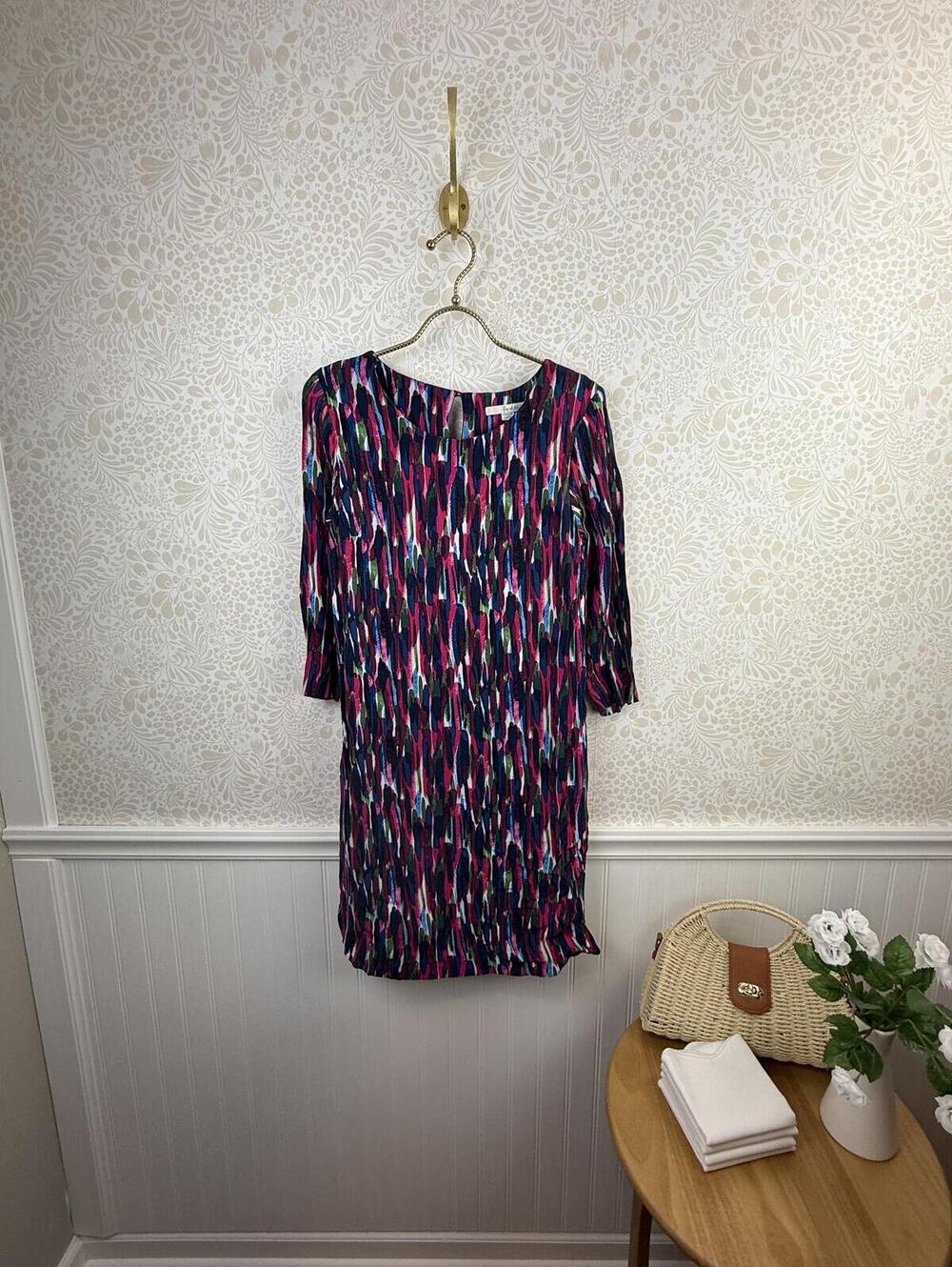 BODEN Beaufort Pink Watercolor Shift 3/4 Sleeve Dress - Size - 6 Long
